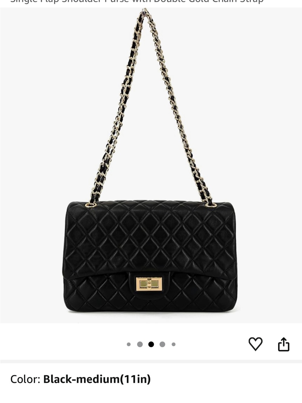 Quilted soft Leather Chain-Shoulder Bag in Black with Gold Hardware NWOT - Picture 7 of 11